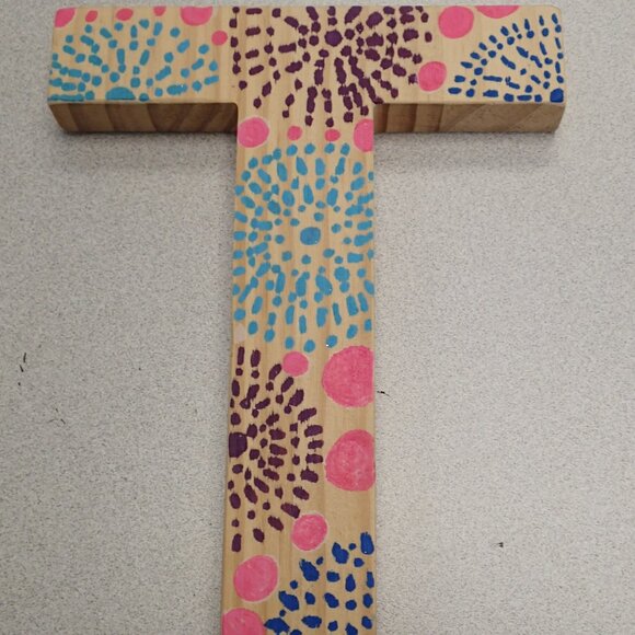 Letter T Wood Wall Hanging - Picture 1 of 4